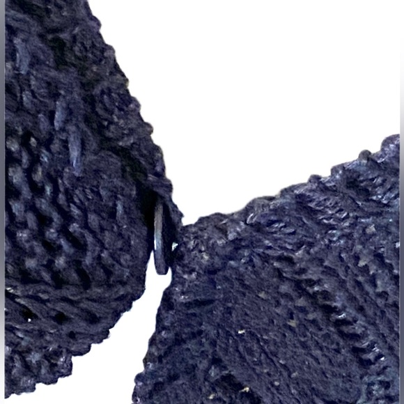 Ralph LAUREN SWING SWEATER Navy Italian Linen Cable Swing Hem L-XL Excellent - Picture 6 of 10